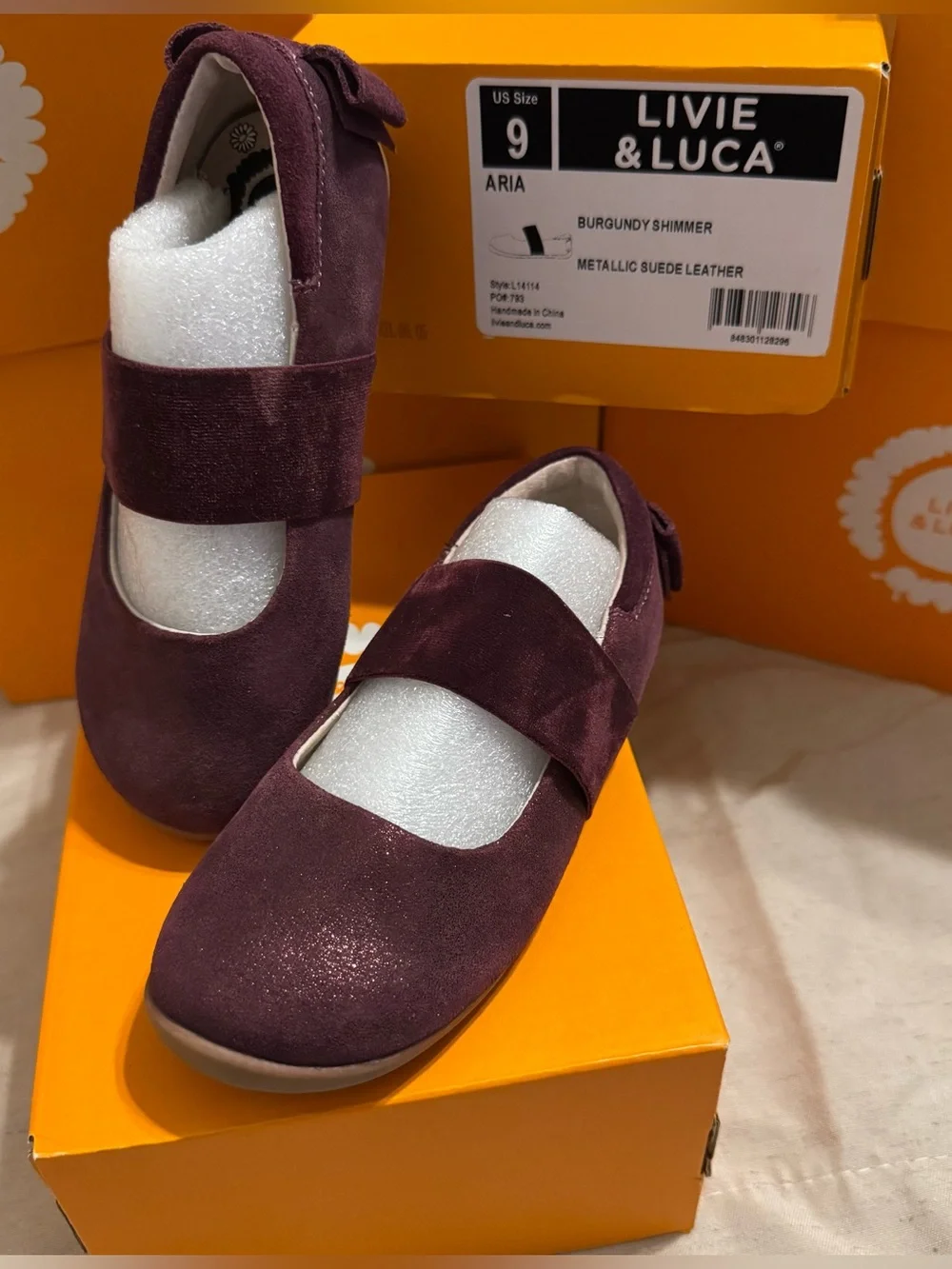 Livie & Luca Aria Ballet Flats -Burgandy Shimmer (Size 9) EUC With Box